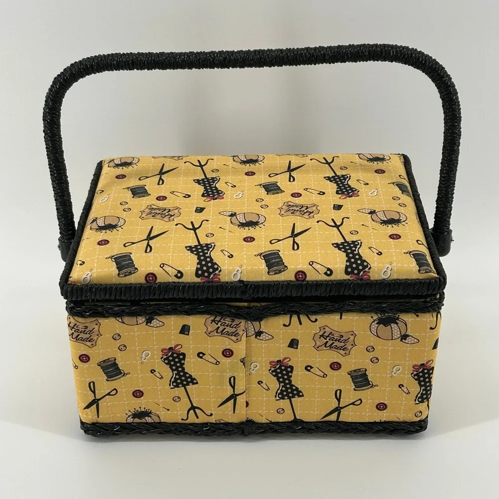 Dyno Sewing Craft Basket Handle Yellow Black Fabric Wicker Trim‎ Accessories NEW
